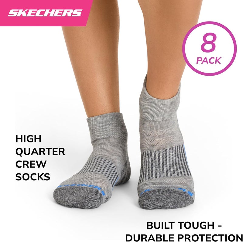 SKECHERS جوارب نسائية عالية الربع من مجموعة العمل 8 قطع، مع وسادة إضافية وتهوية شبكية - Image 2
